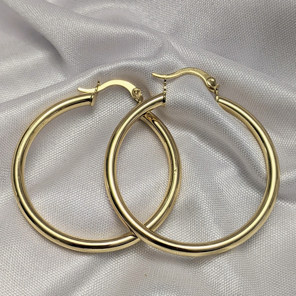 Hoop Earrings 18K Gold Filled Classic Hoop Earrings 30mm